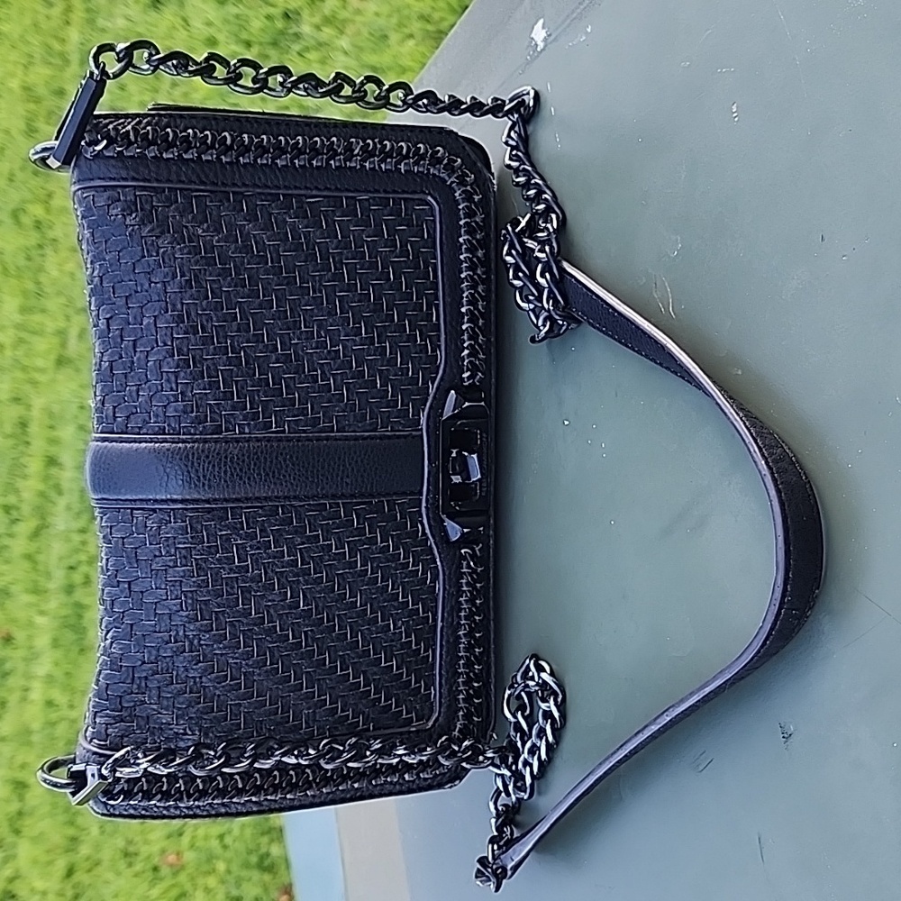 Rebecca Minkoff Love Chevron Quilt Black Leather Crossbody Bag - Picture 1 of 14